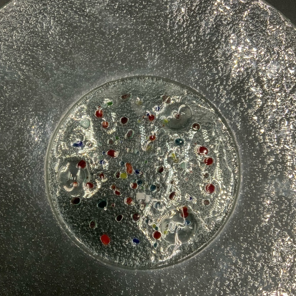 Handmade Footed Fused & Bubble Glass Platter/Wall Hanging “Sand Pebbles” - Picture 8 of 9